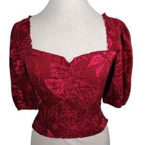 ROXY Smocked Tropical Print Top – Size M – NWT